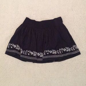 Navy Skirt - White Flowers